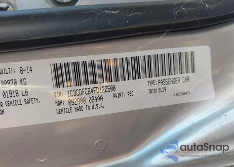 2015 Dodge Dart Limited z USA, uszkodzony, nr VIN 1C3CDFCB4FD122500